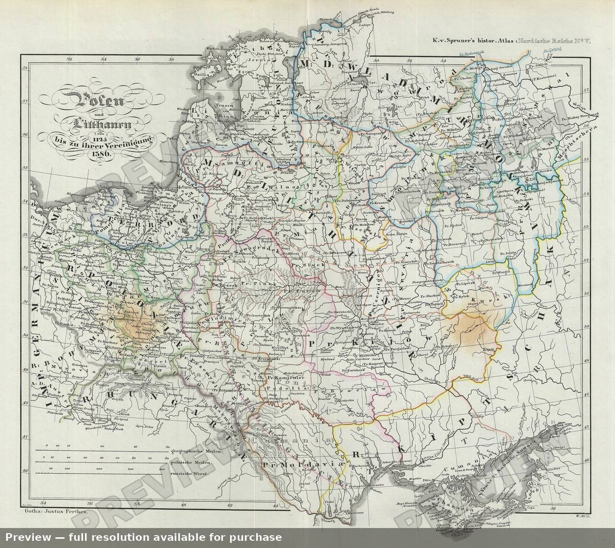 Antique map: Poland Lithuania, 1854