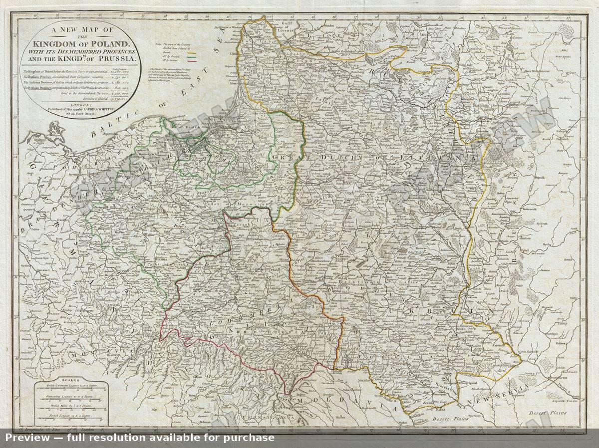 Antique map: Poland Prussia, 1799