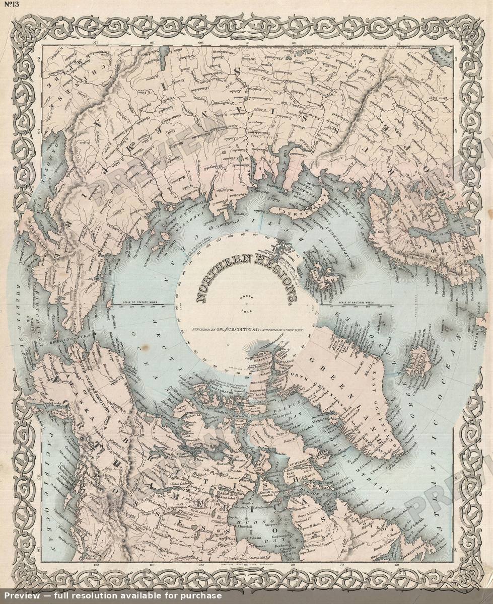 Antique map: Polar Regions, 1873, 1873