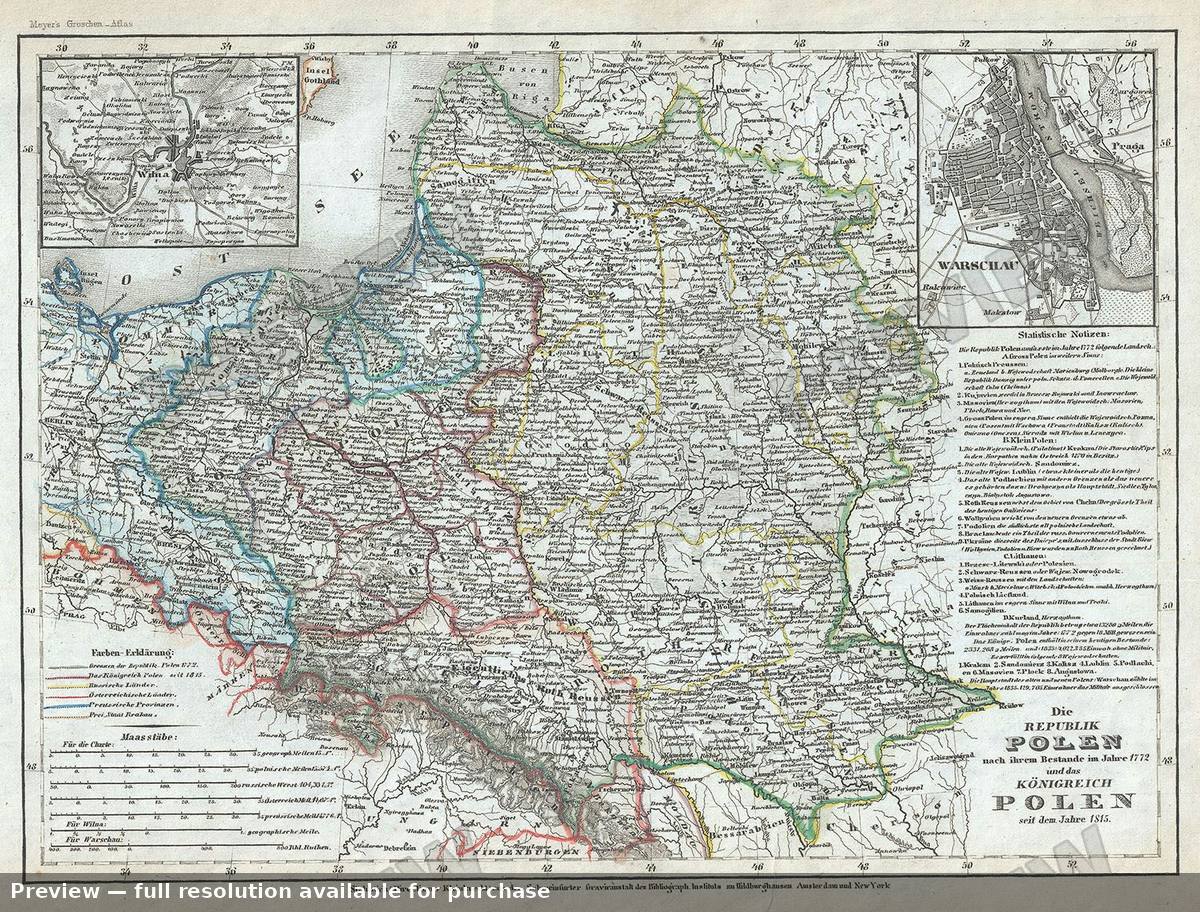 Antique map: Polen, 1852