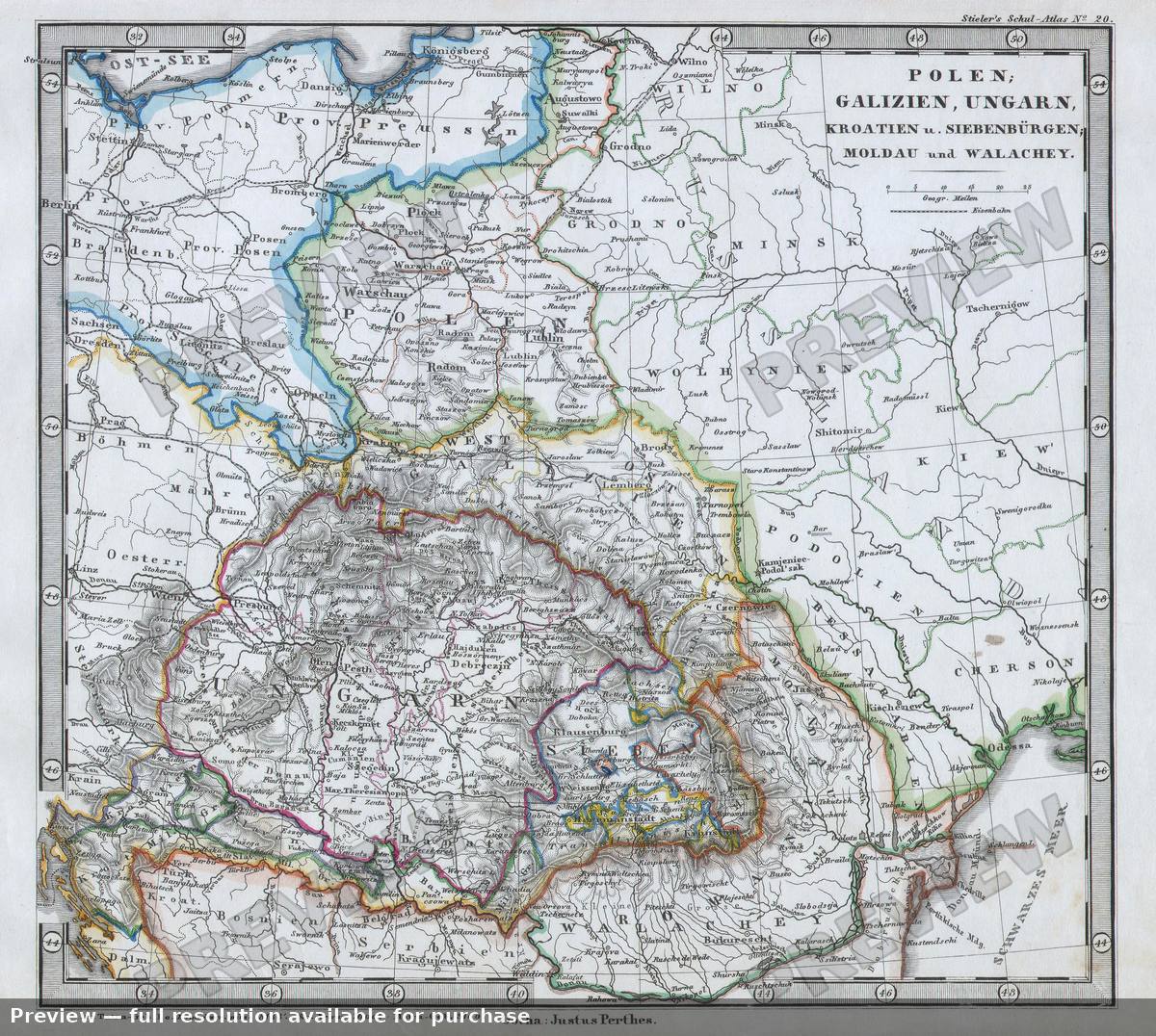 Antique map: Polen, 1862, 1862