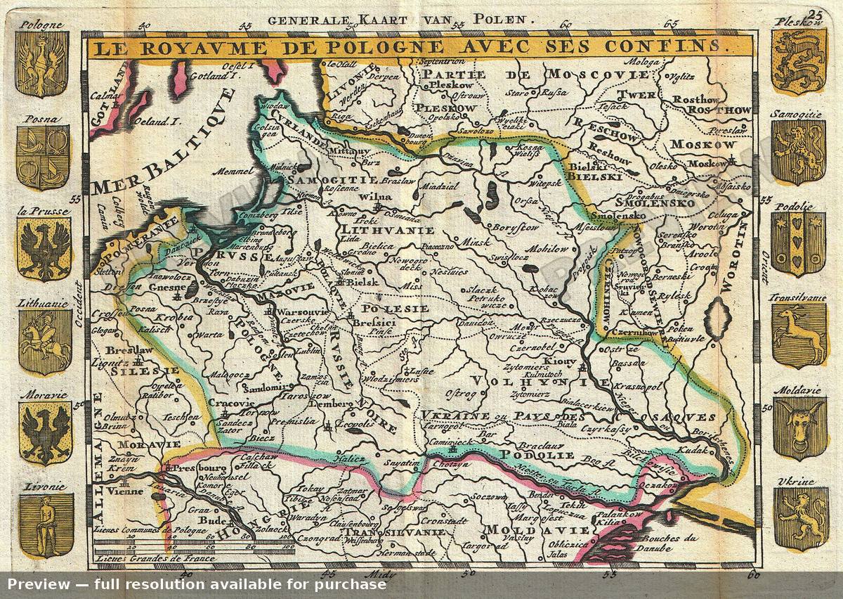 Antique map: Pologne, 1747