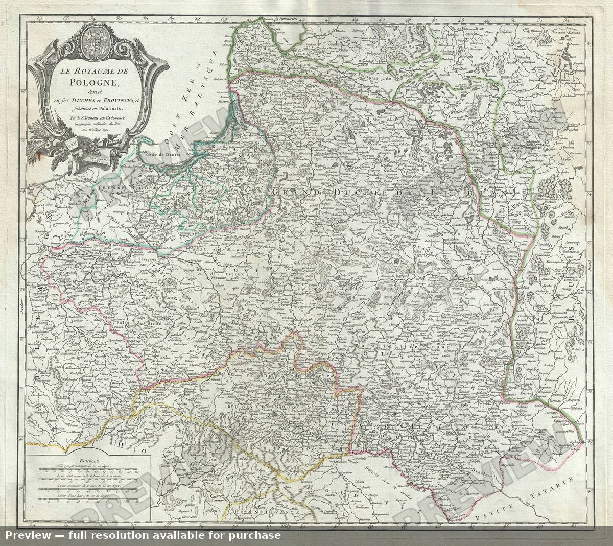 Antique map: Pologne, 1757, 1757