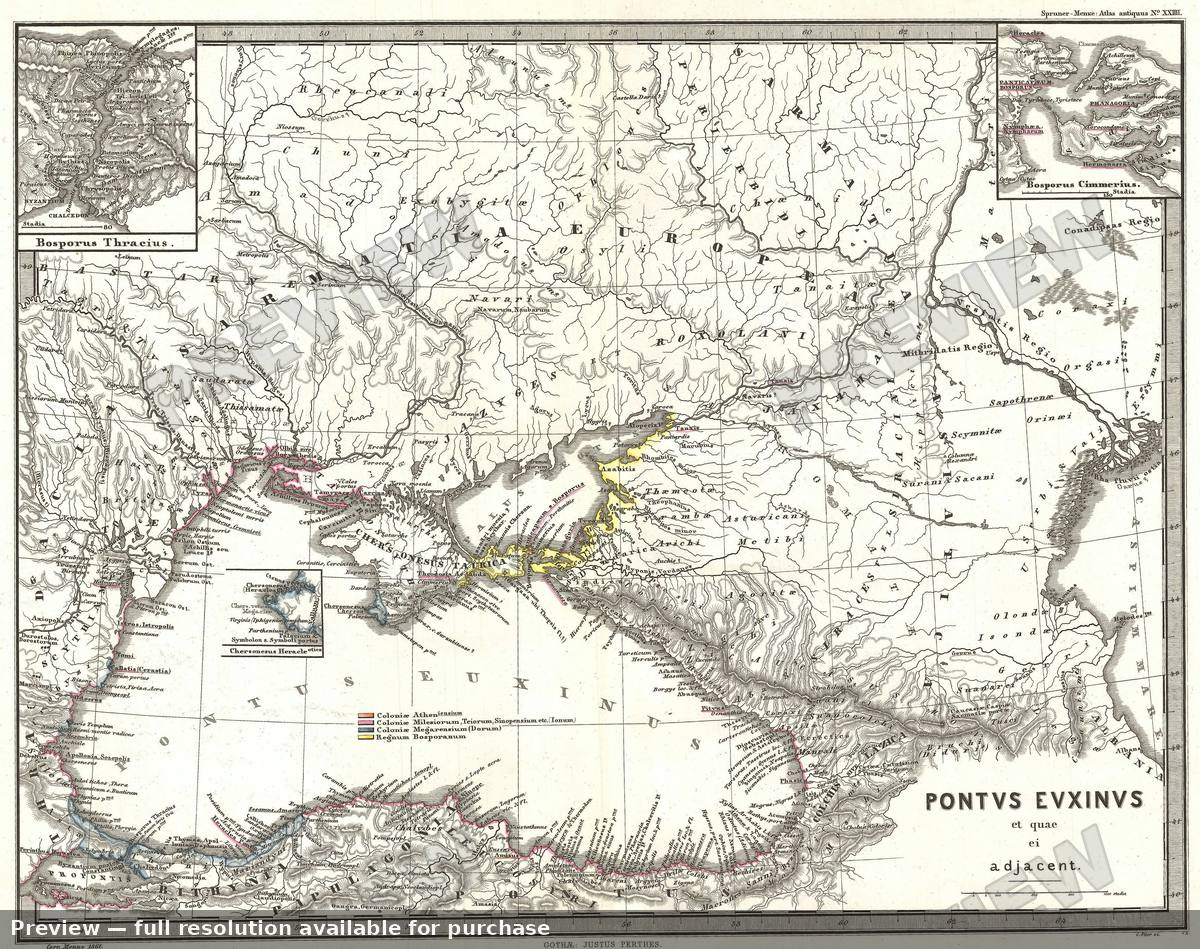 Antique map: Pontus Euxinus, 1865