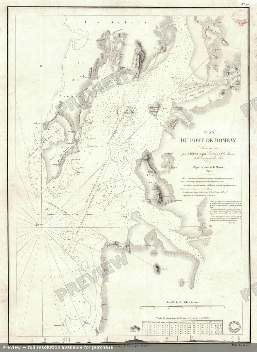 Antique map: Port Bombay, 1840