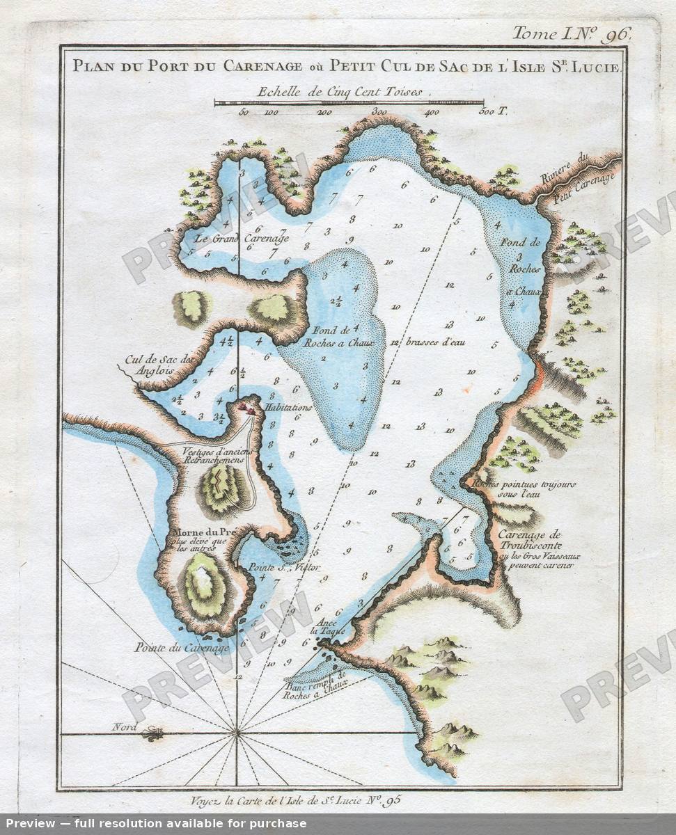 Antique map: Port Carenage, 1764, 1764