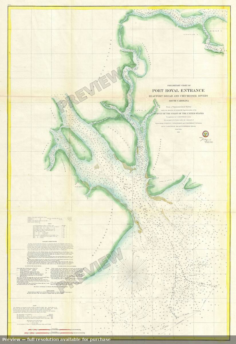 Antique map: Port Royal Entrance, 1862, 1862