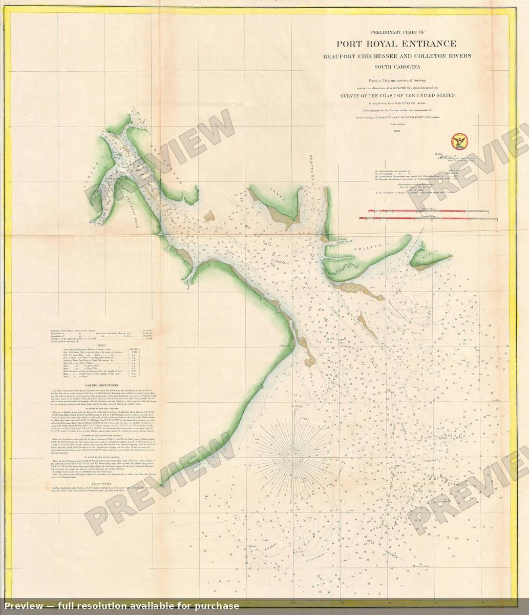 Antique map: Port Royal South Carolina, 1859, 1859