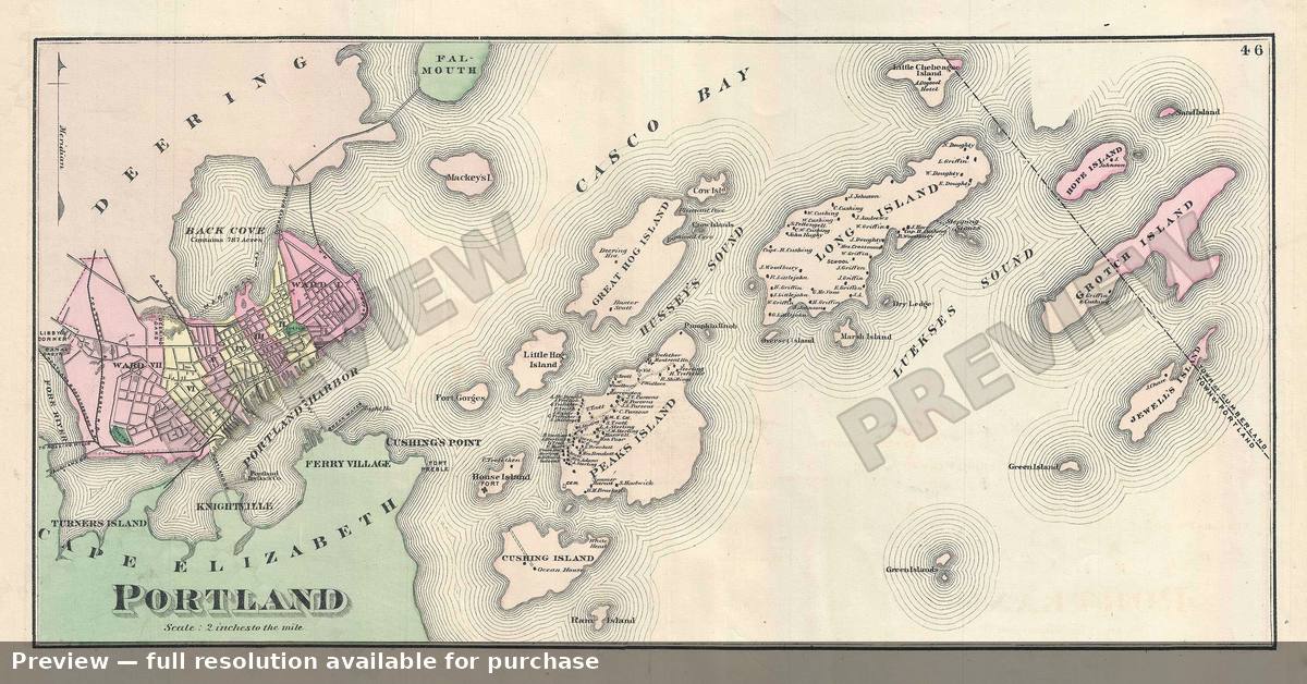 Antique map: Portland, 1885, 1885
