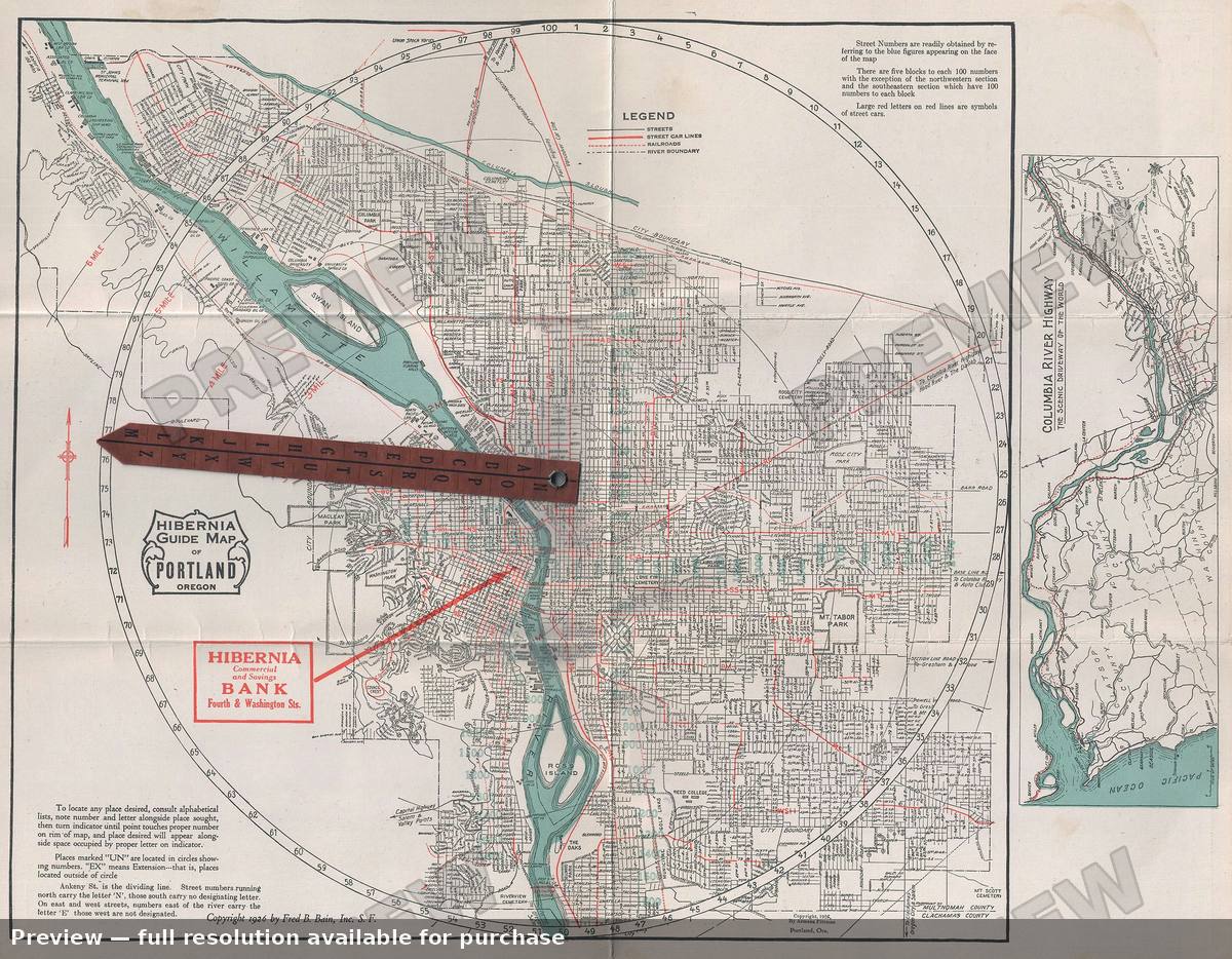 Antique map: Portland, 1926