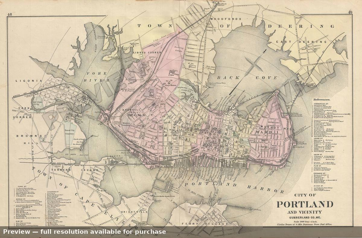 Antique map: Portland, 1885, 1885