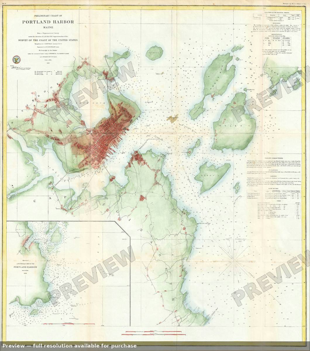 Antique map: Portland Harbor, 1859, 1859