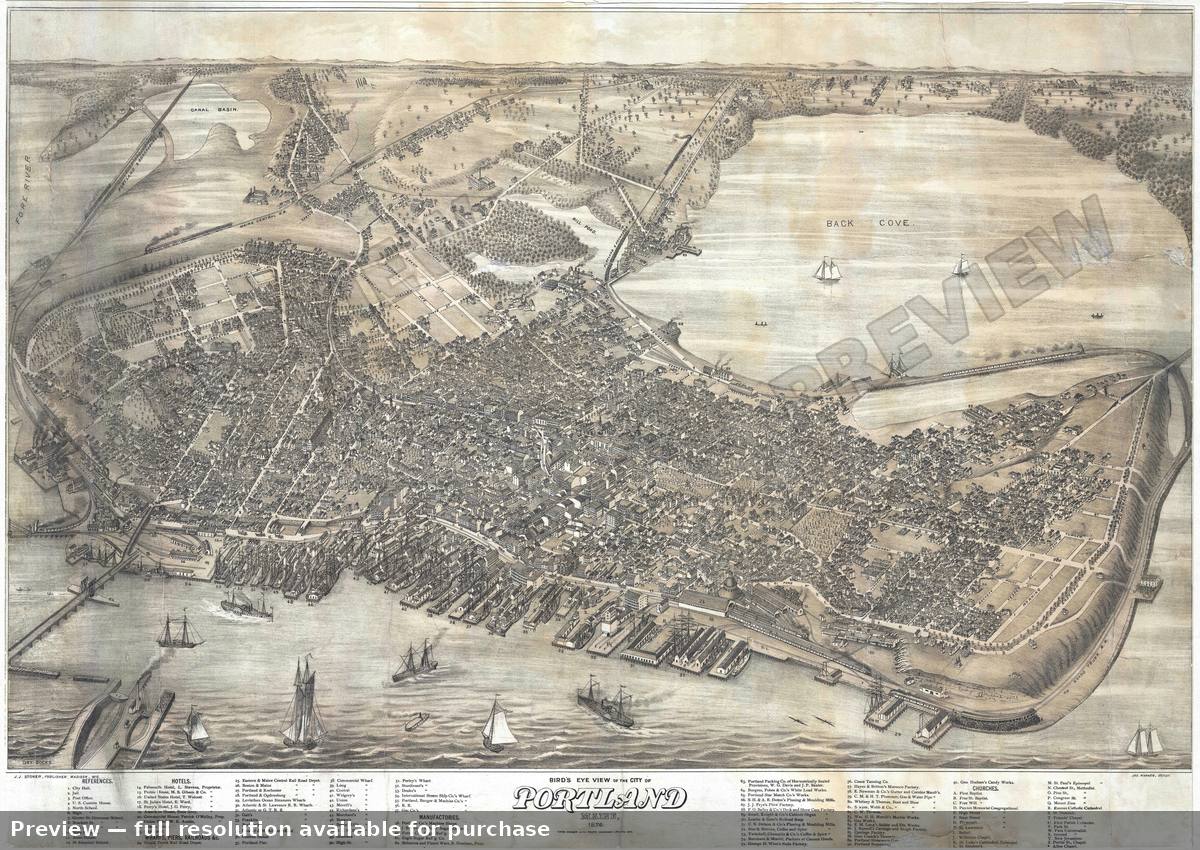 Antique map: Portland Maine, 1876, 1876