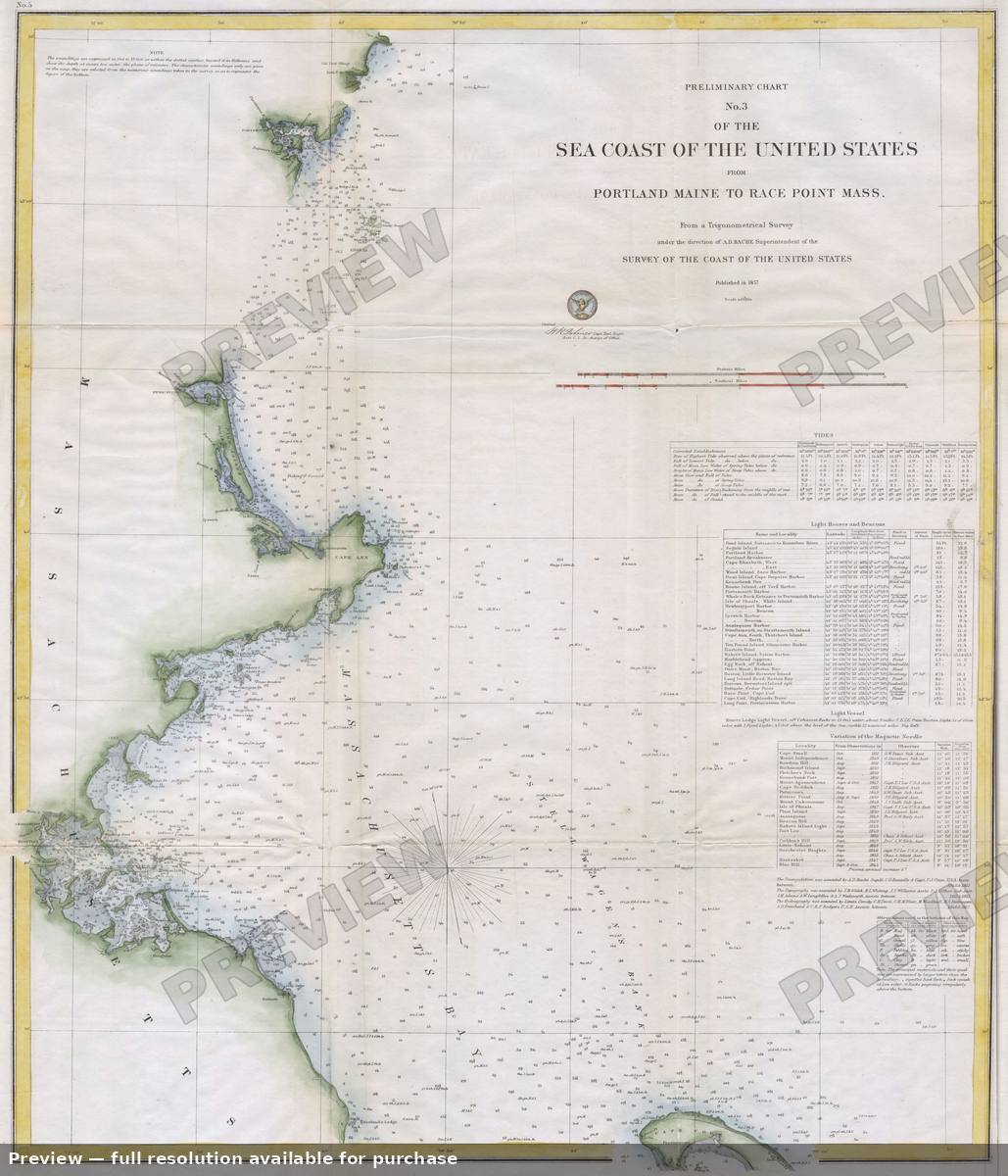 Antique map: Portland Maineto Race Point, 1857, 1857