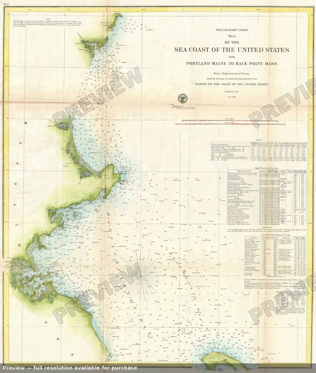 Antique map: Portland Maineto Race Point 2, 1857, 1857