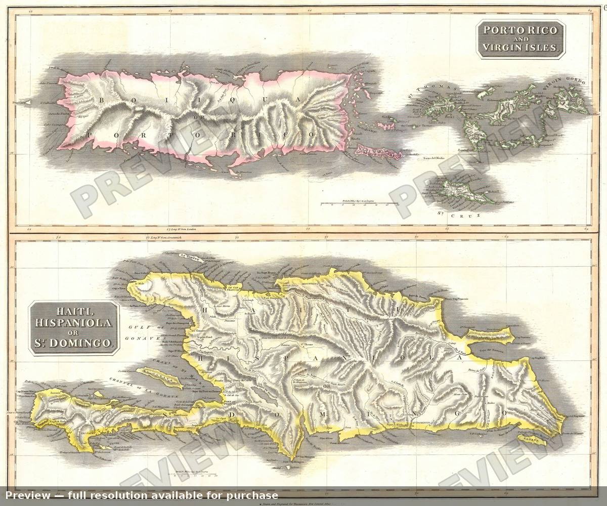 Antique map: Porto Rico, 1815, 1815