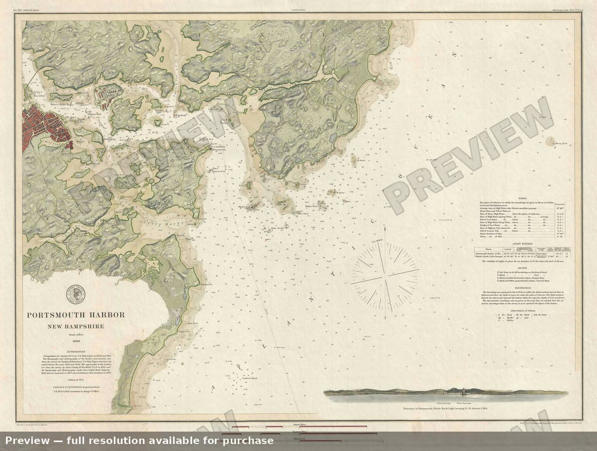 Antique map: Portsmouth Harbor NH, 1878, 1878