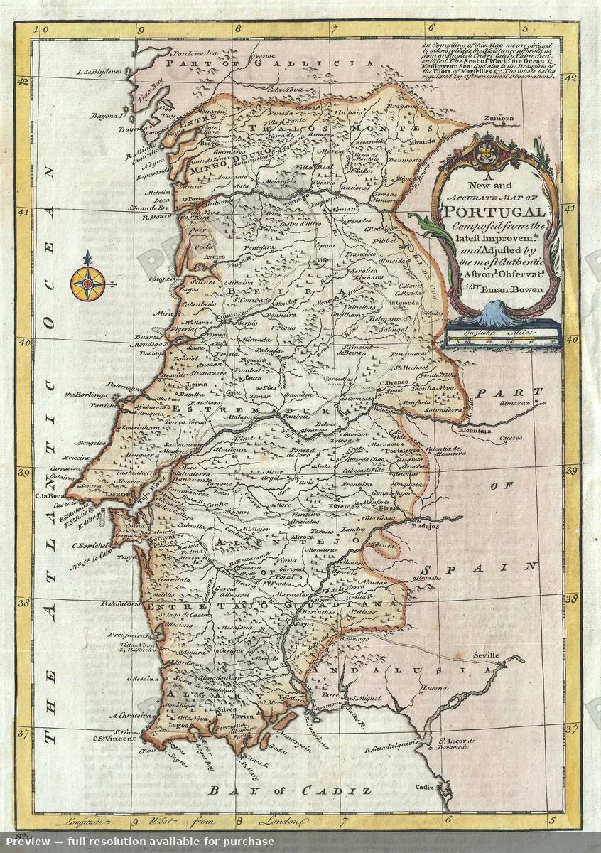 Antique map: Portugal, 1747