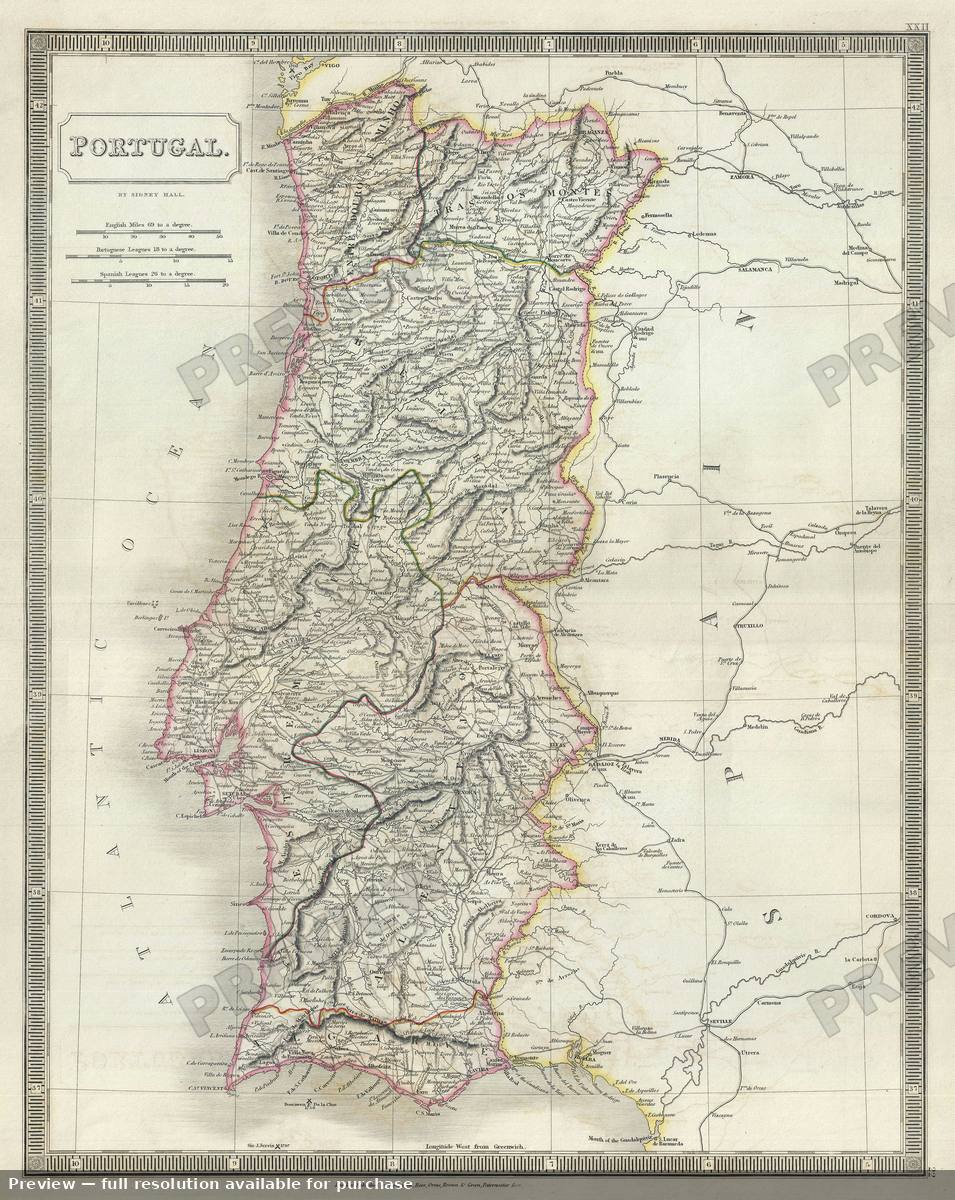 Antique map: Portugal, 1835