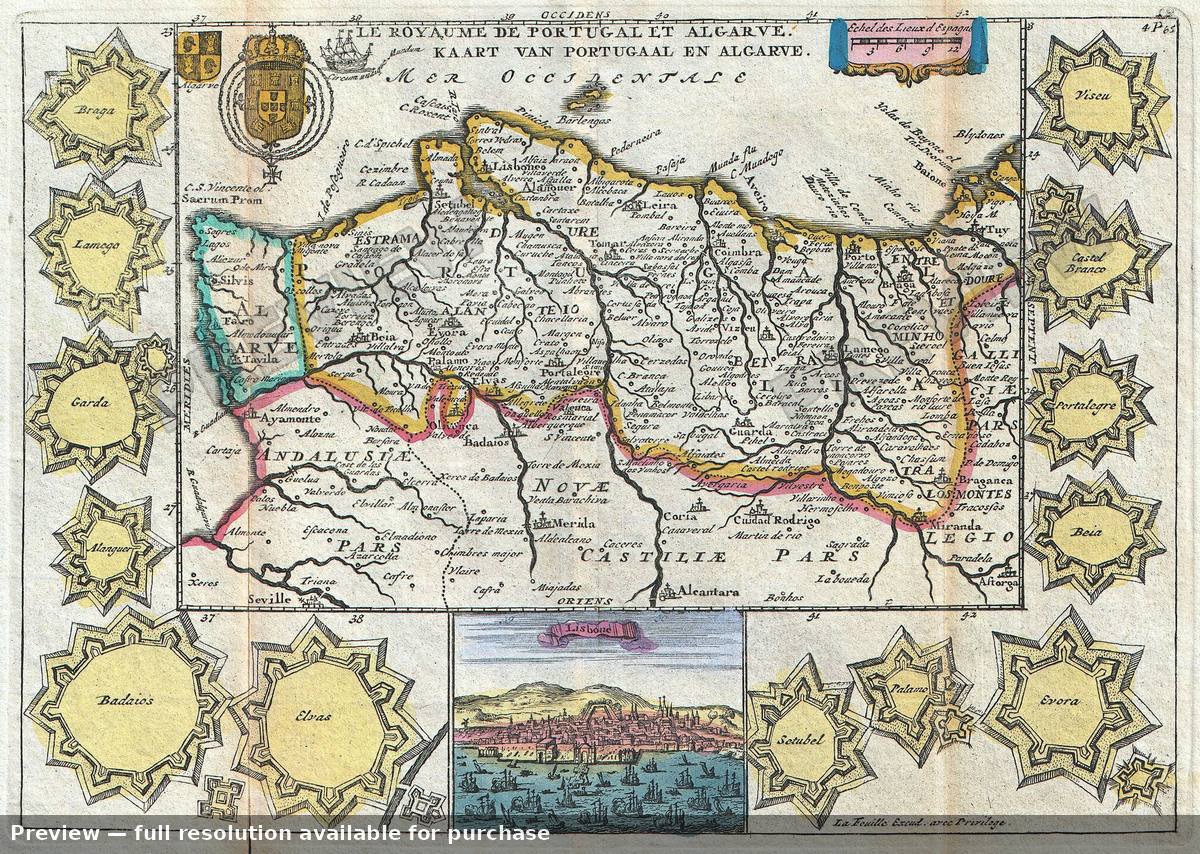 Antique map: Portugal, 1747