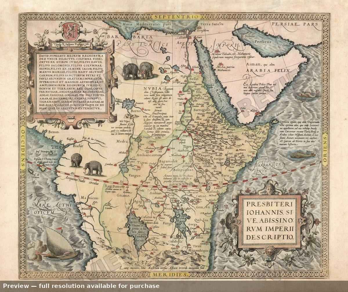 Antique map: Presbiteri Iohannis, 1573