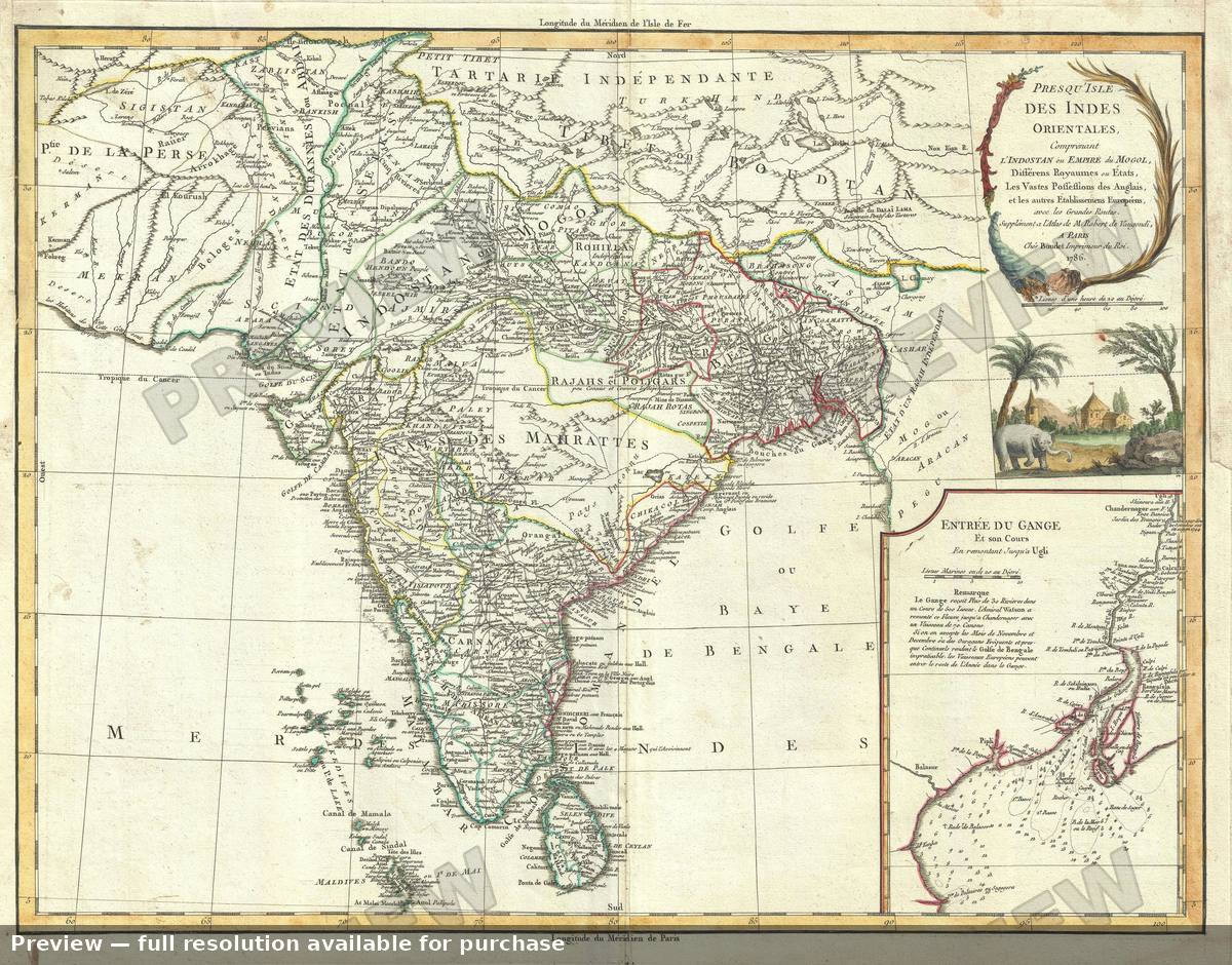 Antique map: Presqu Isle Des Indes 2, 1786, 1786