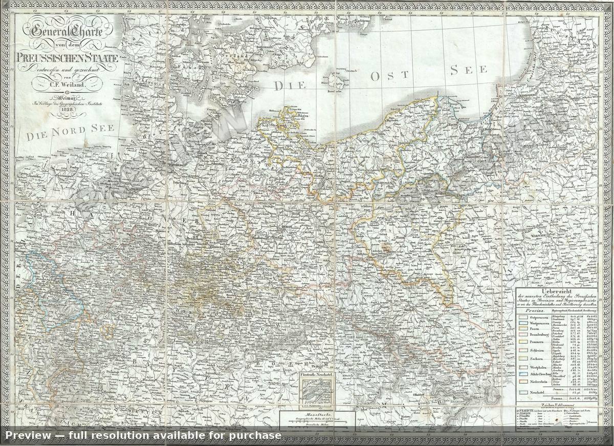 Antique map: Preussischen State, 1828