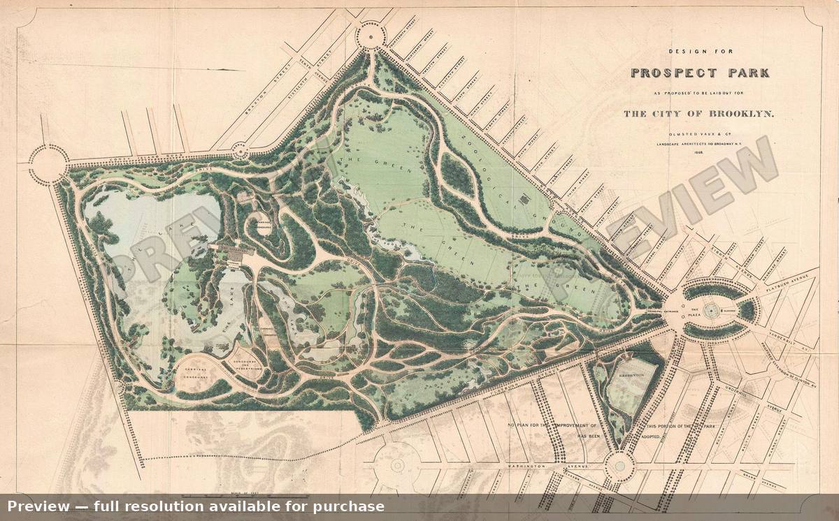 Antique map: Prospect Park 2, 1868