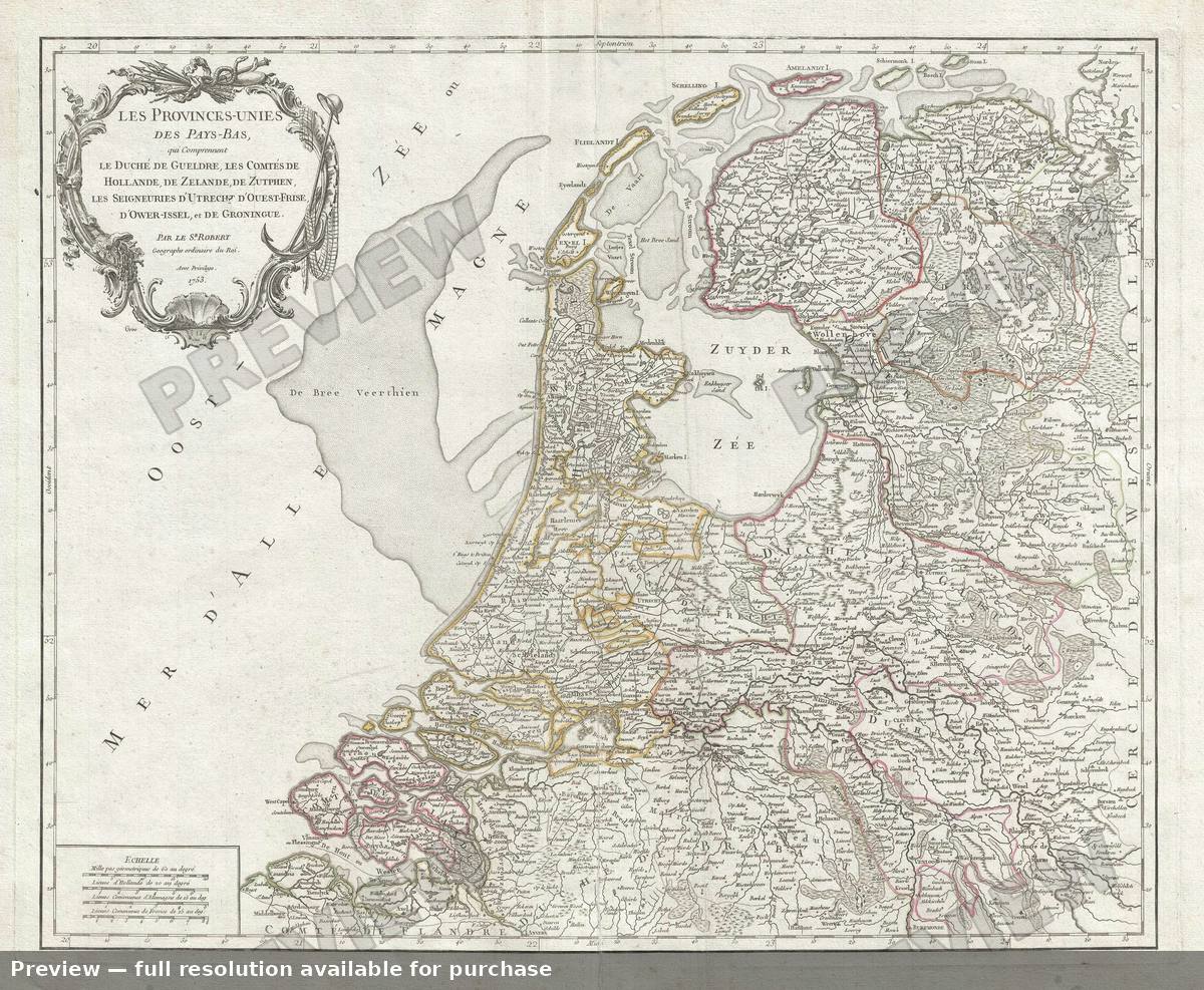 Antique map: Provinces Unis Pays Bas, 1757, 1757