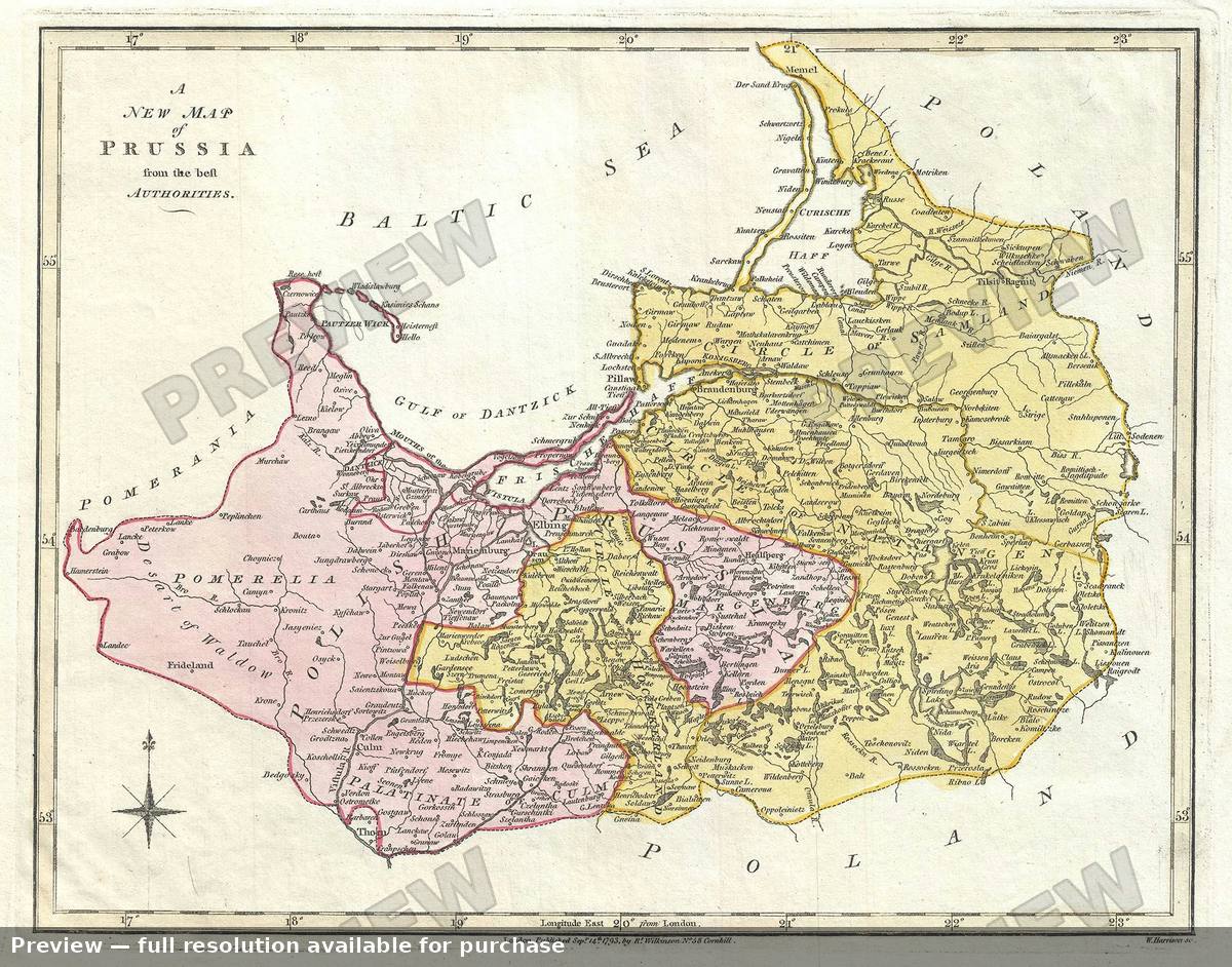 Antique map: Prussia, 1792