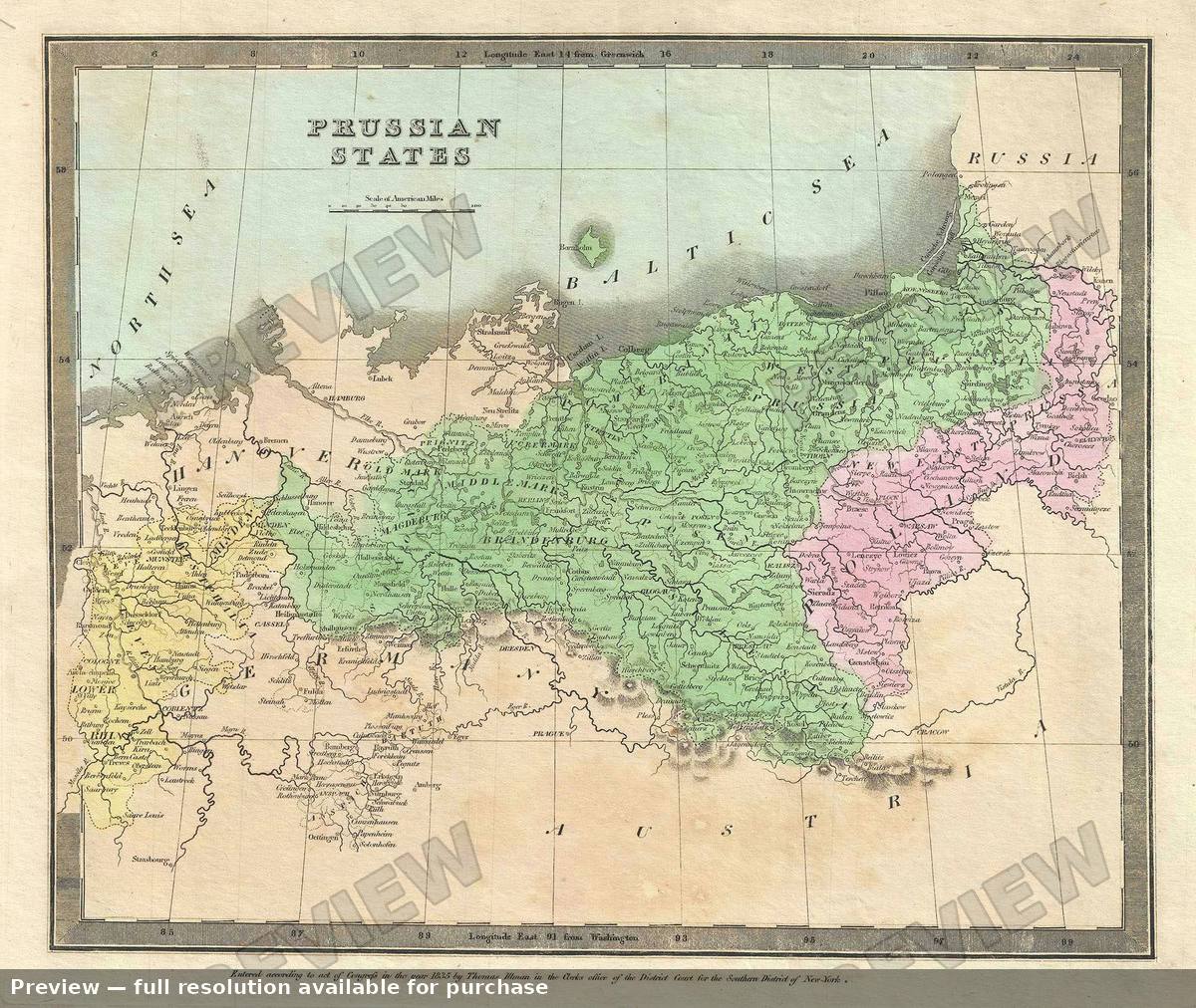 Antique map: Prussian States, 1835