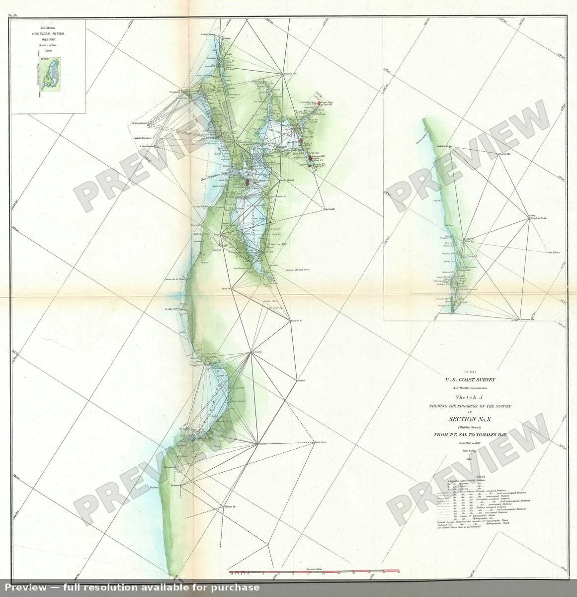 Antique map: Pt Sal Tomales Bay, 1860, 1860