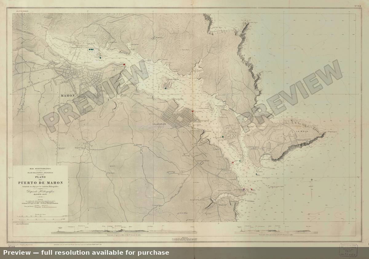 Antique map: Puerto Mahon Menorca, 1956, 1956