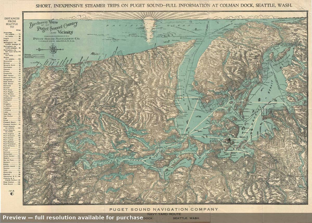 Antique map: Puget Sound Country, 1927, 1927