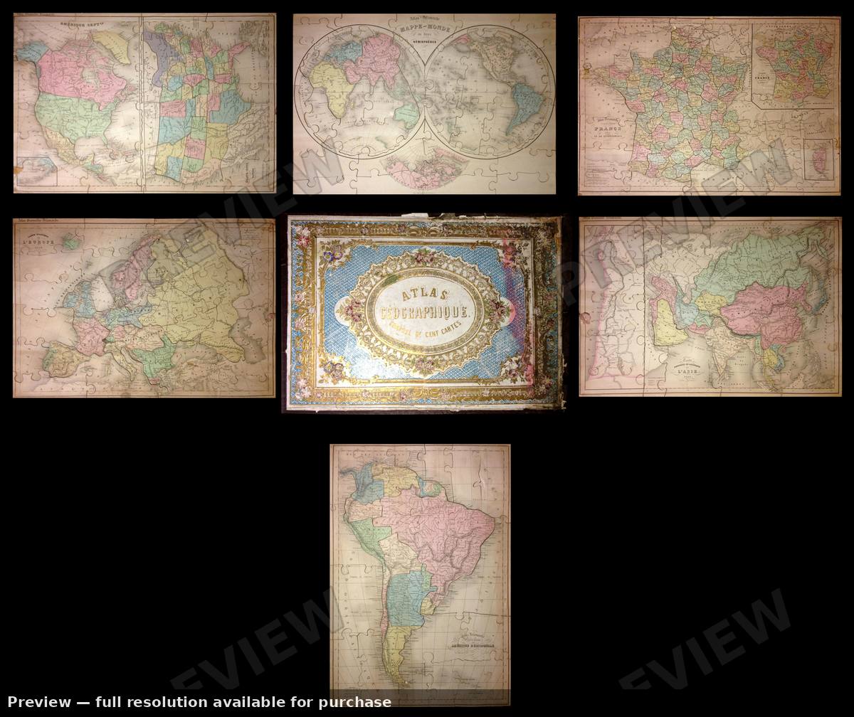 Antique map: Puzzle Atlas, 1860