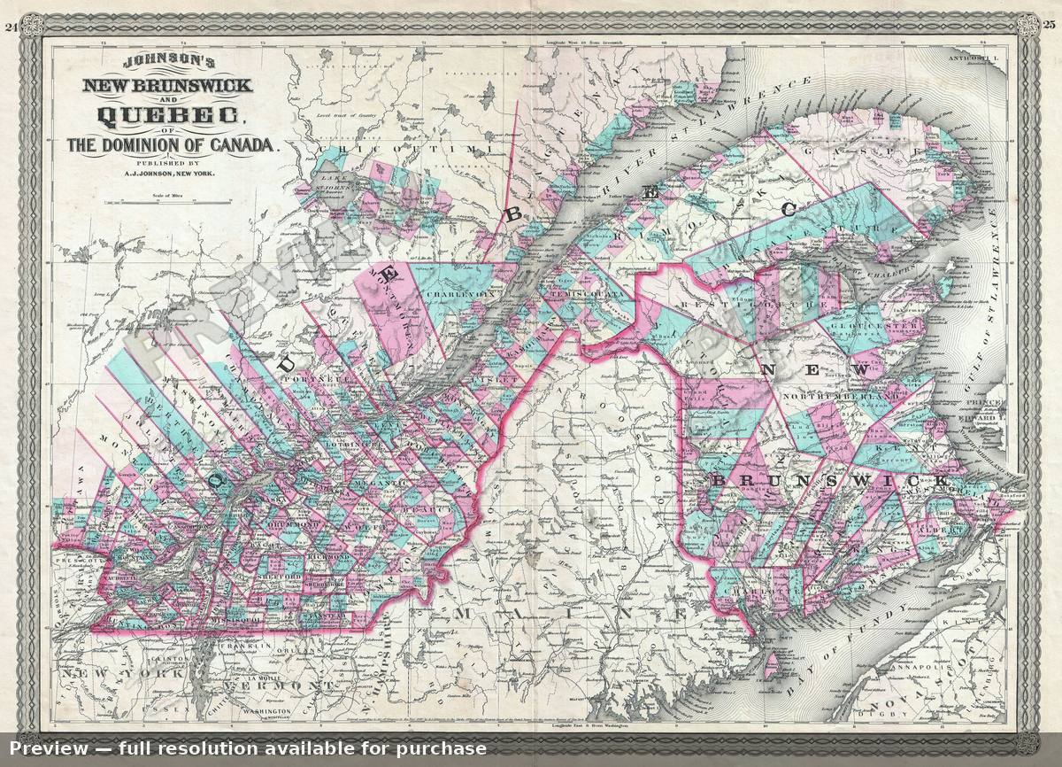 Antique map: Quebec, 1870, 1870