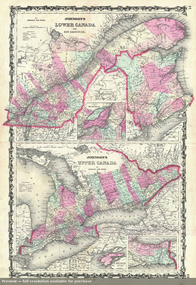 Antique map: Quebec Ontario, 1862, 1862