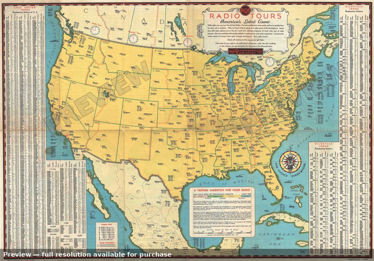 Antique map: Radio Tours, 1934, 1934
