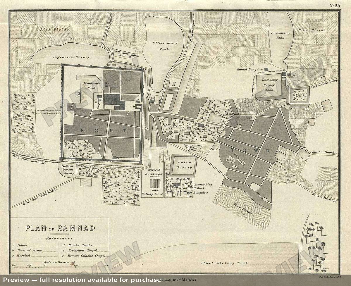 Antique map: Ramnad, 1854, 1854