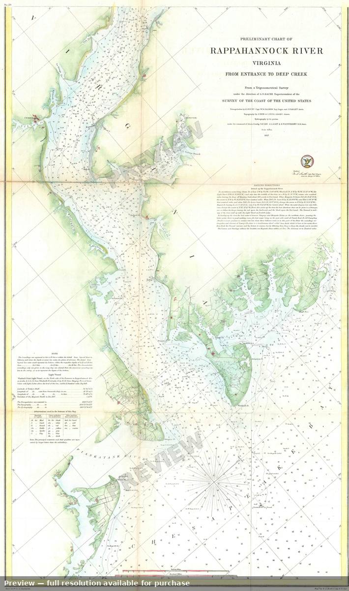 Antique map: Rappahannock River Entrance 2, 1857, 1857