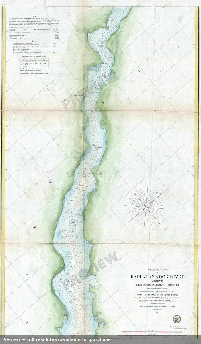 Antique map: Rappahannock River Occupacia Deep 2, 1857, 1857