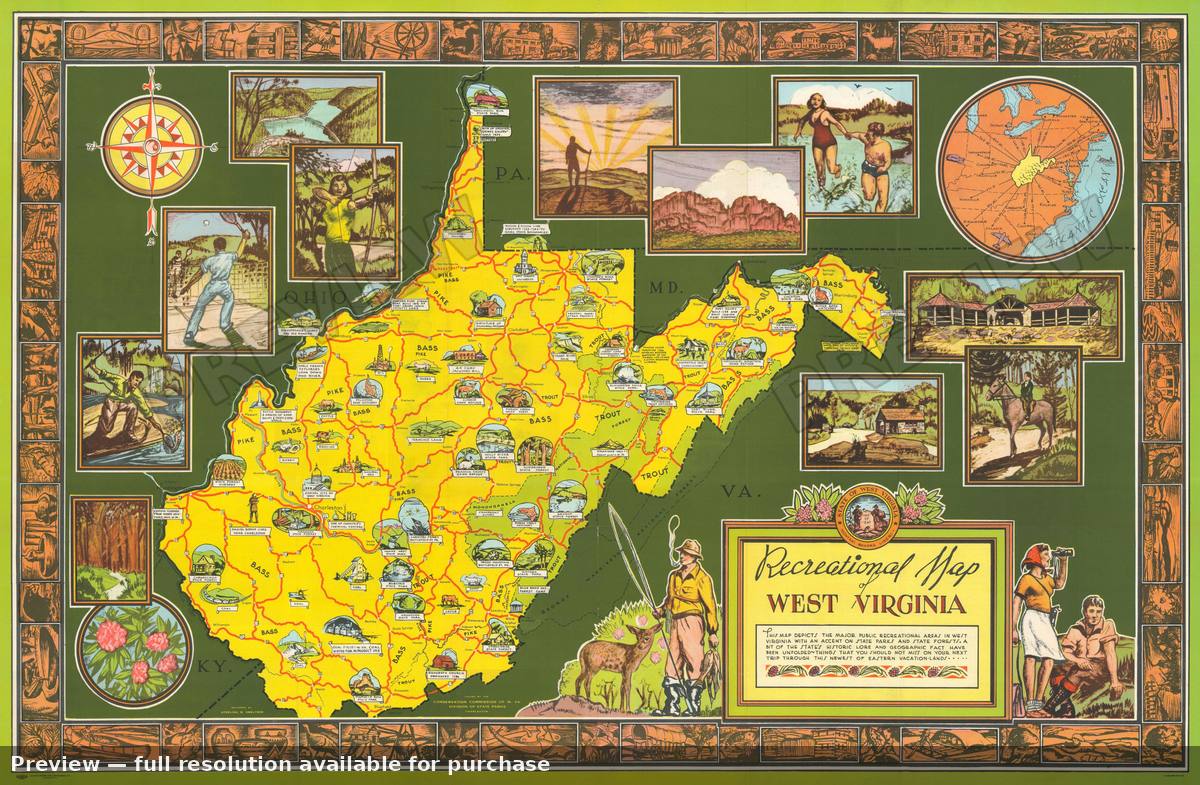 Antique map: Recreational Map West Virginia, 1941, 1941