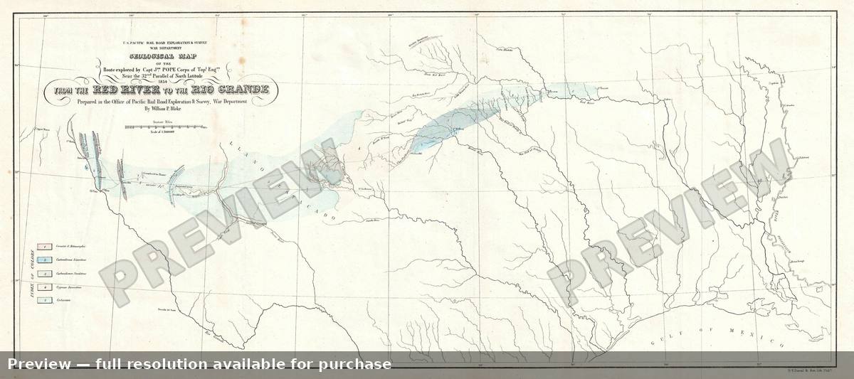 Antique map: Red River Rio Grande, 1854, 1854