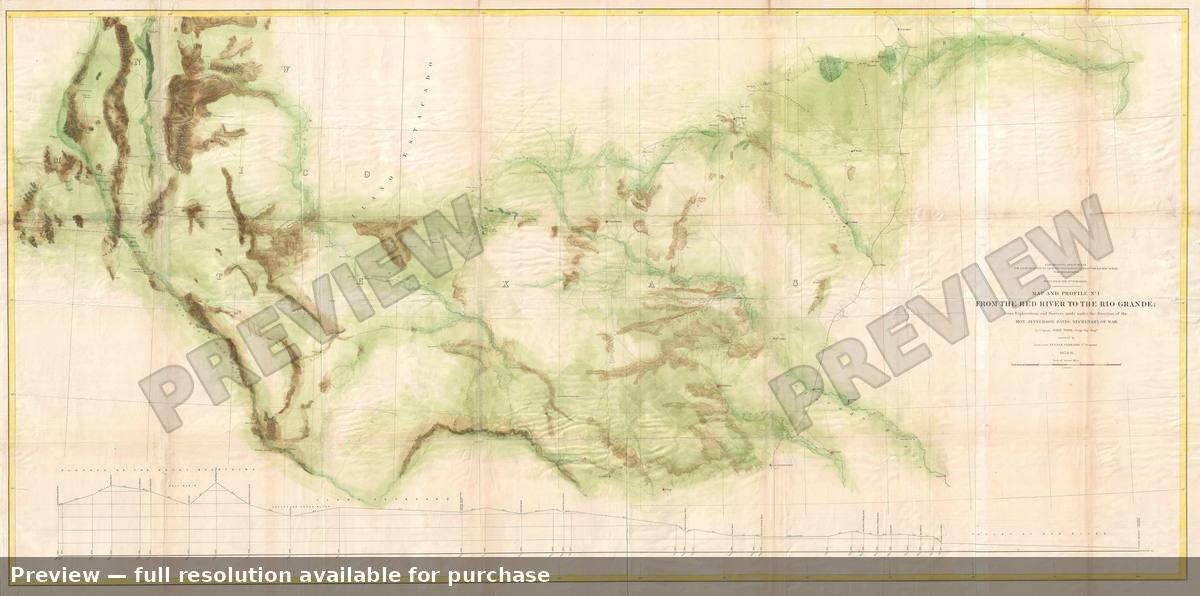 Antique map: Red River Rio Grande, 1861, 1861