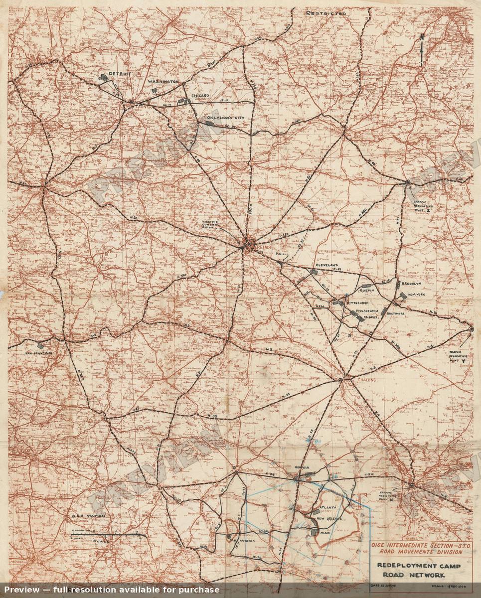 Antique map: Redeployment Camp, 1945, 1945