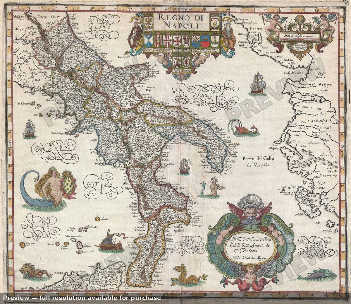 Antique map: Regnodi Napoli 2, 1620
