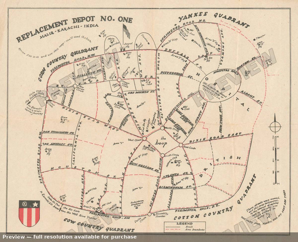 Antique map: Replacement Depot No 1, 1945, 1945