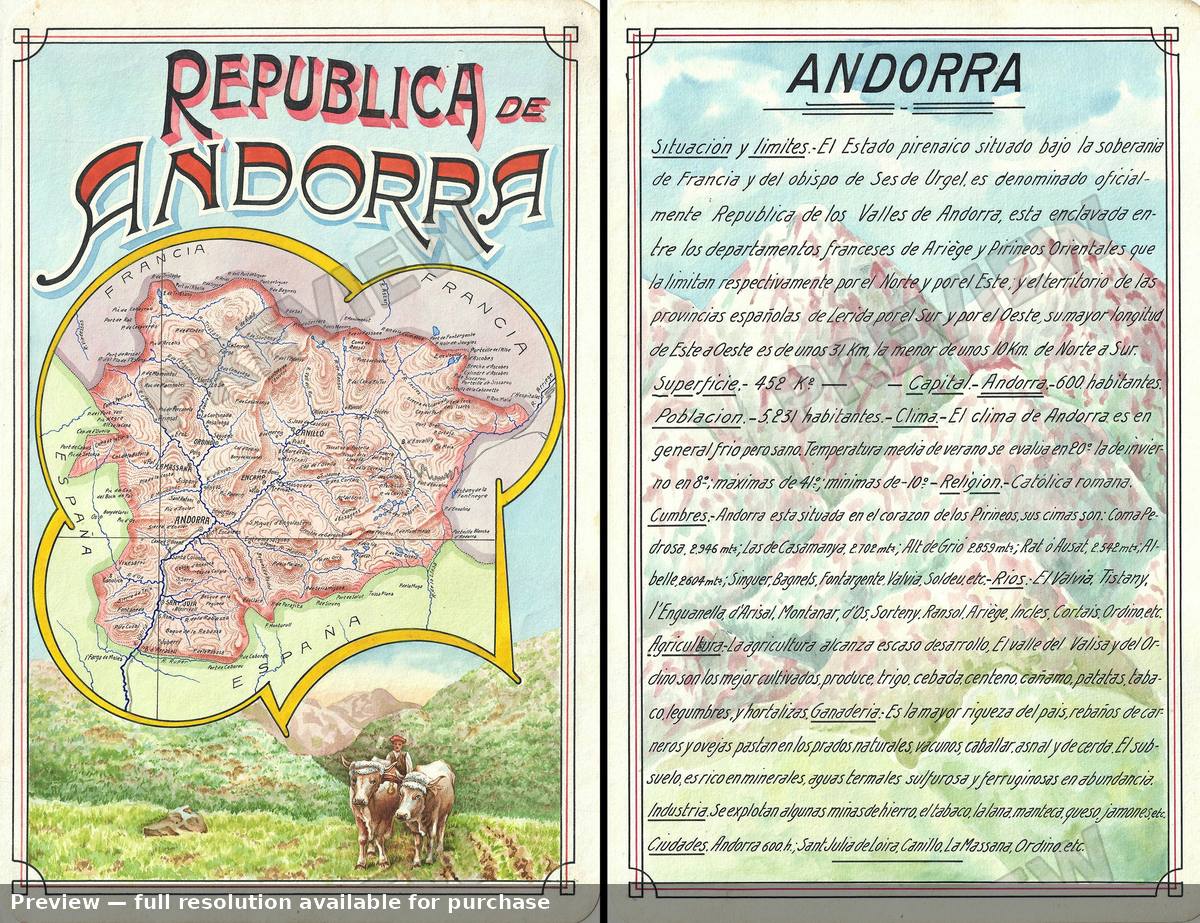 Antique map: Republica Andorra, 1939