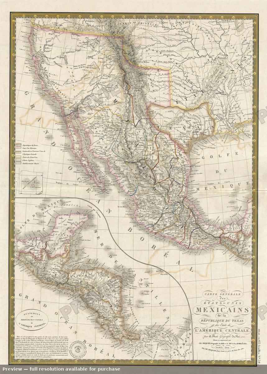 Antique map: Republicof Texas, 1845