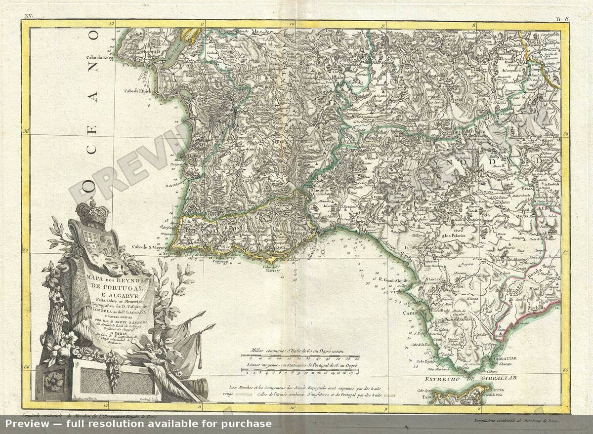 Antique map: Reynos De Portugal, 1778, 1778